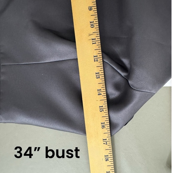 ALFRED SUNG Gown Halter Dress Caviar Gray Satin Twill Pockets Sz 8 NWT $248 D772 - Picture 10 of 13